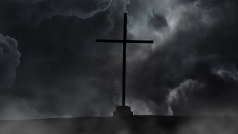 Poste-Cruzado-Con-Fondo-De-Nubes-De-Tormenta