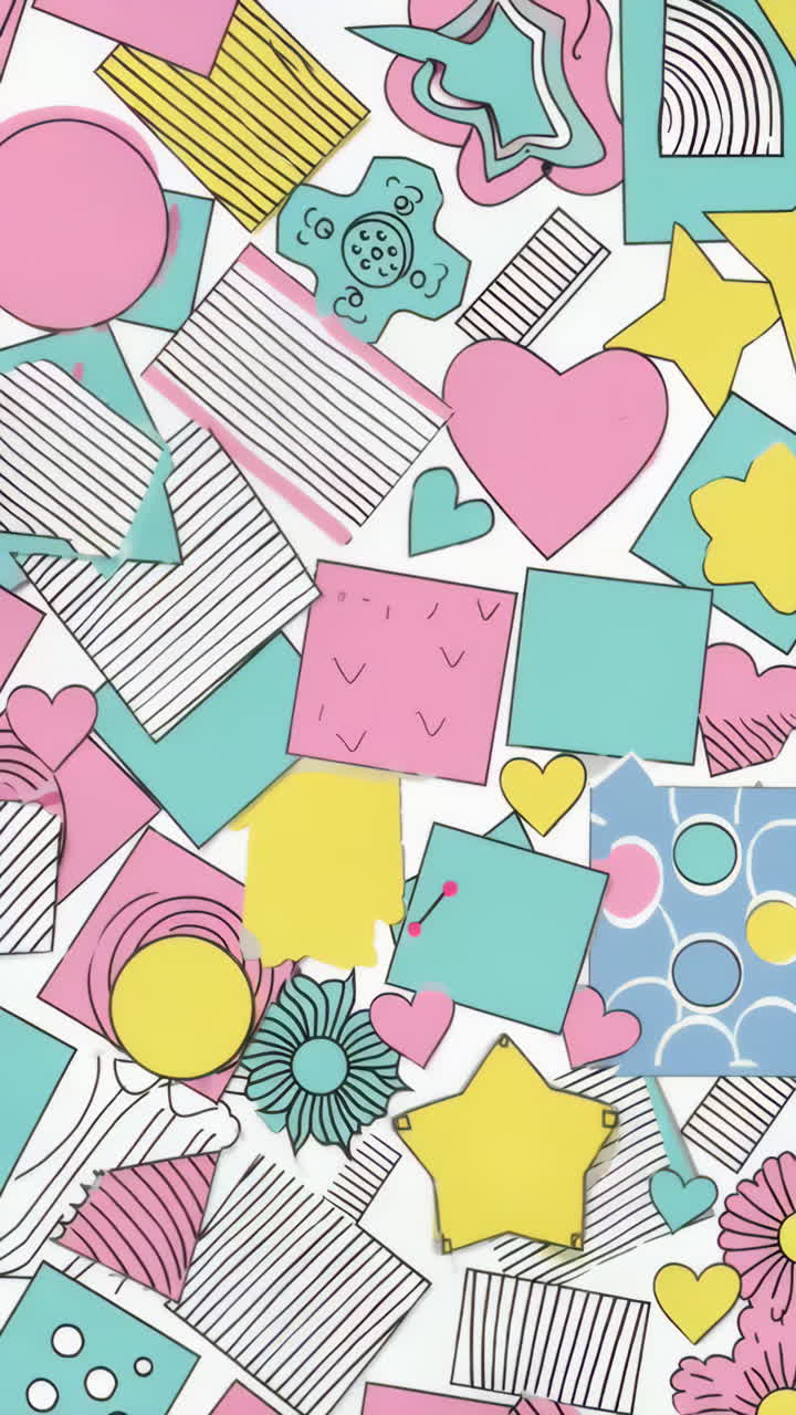 Colorful Geometric Pattern with Pastel Colors and Sticky Notes
