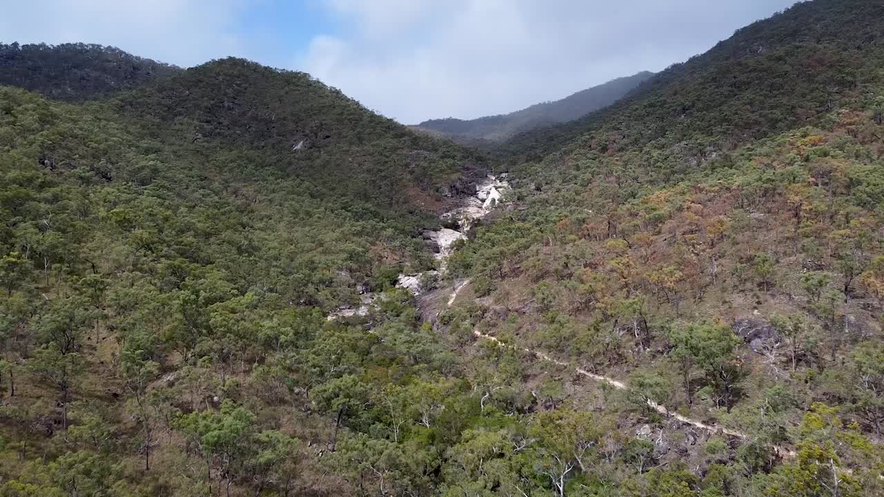 antena sobre bosques secos de esclerófilos cerca de emerald falls creek