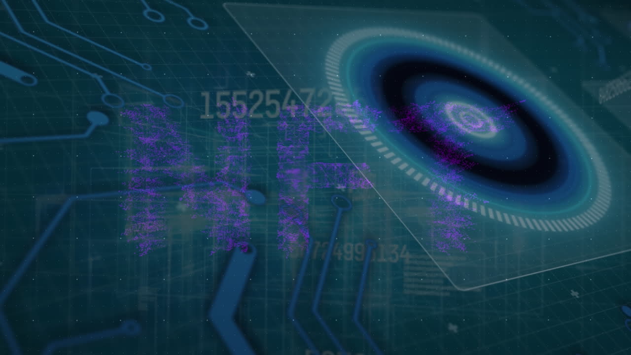 animación del escaneo del alcance sobre el procesamiento de datos y el texto nft