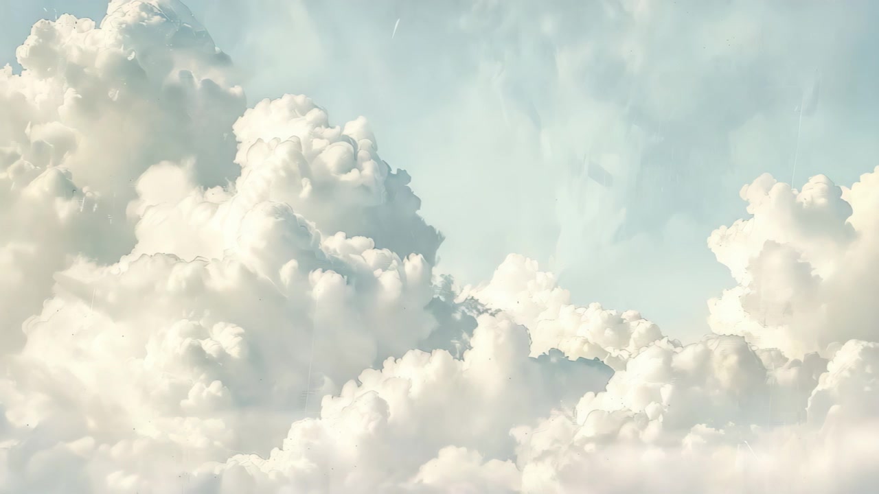 Fluffy White Clouds Drifting in a Bright Blue Sky