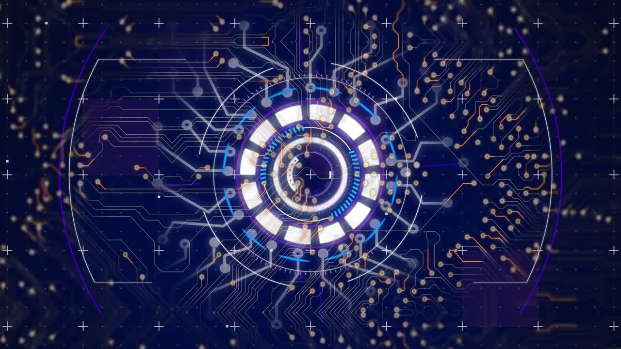 анимация цифрового интерфейса с сетью соединений на темном фоне