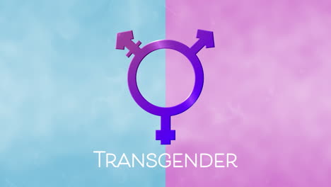 animation of purple transgender symbol on blue and pink background