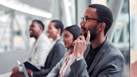 business people, meeting and listening to