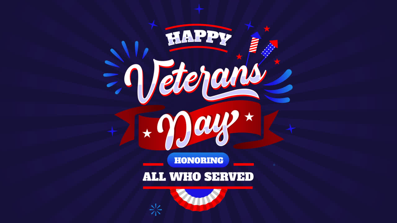 An animation of a Gradient veterans day lettering