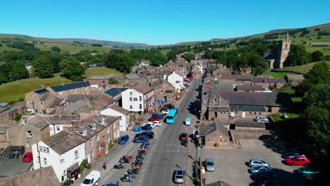 drone, ariel footage of hawes a small rural market town and civil parish in the richmondshire district of north yorkshire, england