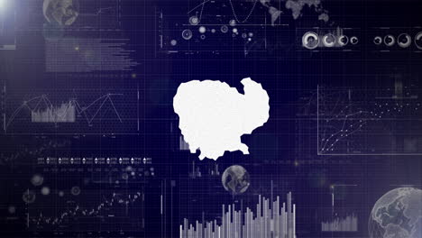 Unternehmenshintergrund-Des-Landes-Kambodscha-Mit-Abstrakten-Elementen-Von-Datenanalysediagrammen.-Ich-Zeige-Ein-Technologisches-Video-Zur-Datenanalyse-Mit-Globus,-Wachstum,-Grafiken-Und-Statistischen-Daten-Des-Landes-Kambodscha.