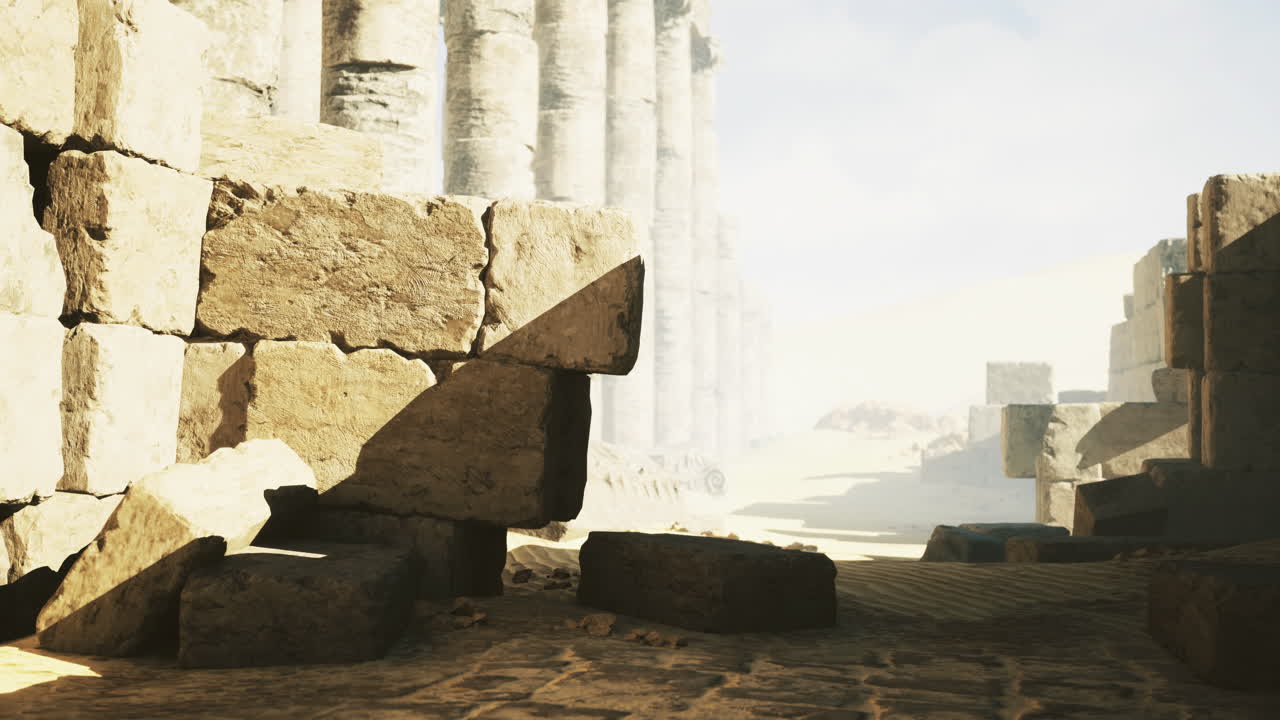 Sunlit ancient ruins reveal remnants of a lost civilization