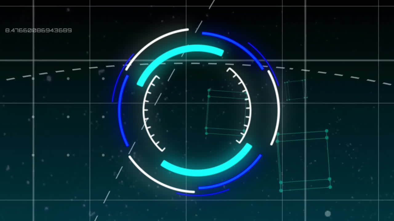 Animation of scope scanning over network of connections on dark background