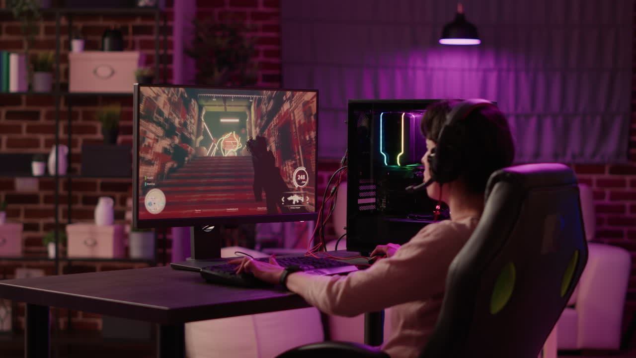 Handheld shot of woman playing online action game angry after losing online competition