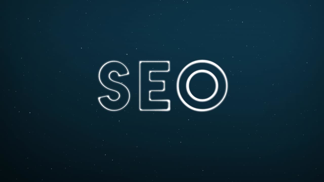 Sfondo astratto con struttura di connessione in movimento e testo SEO