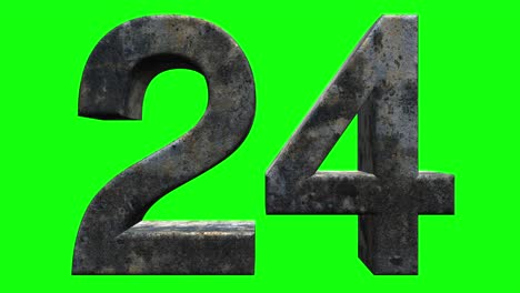 30 to 1 countdown against a green screen background - numbers made of classic old aged stone