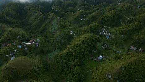 aerial drone landscape above osmena peak green hills mountain range and skyline in philippines southeast asia travel destination panoramic natural environment