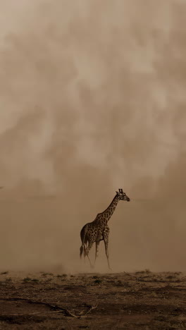 giraffe in a dust storm