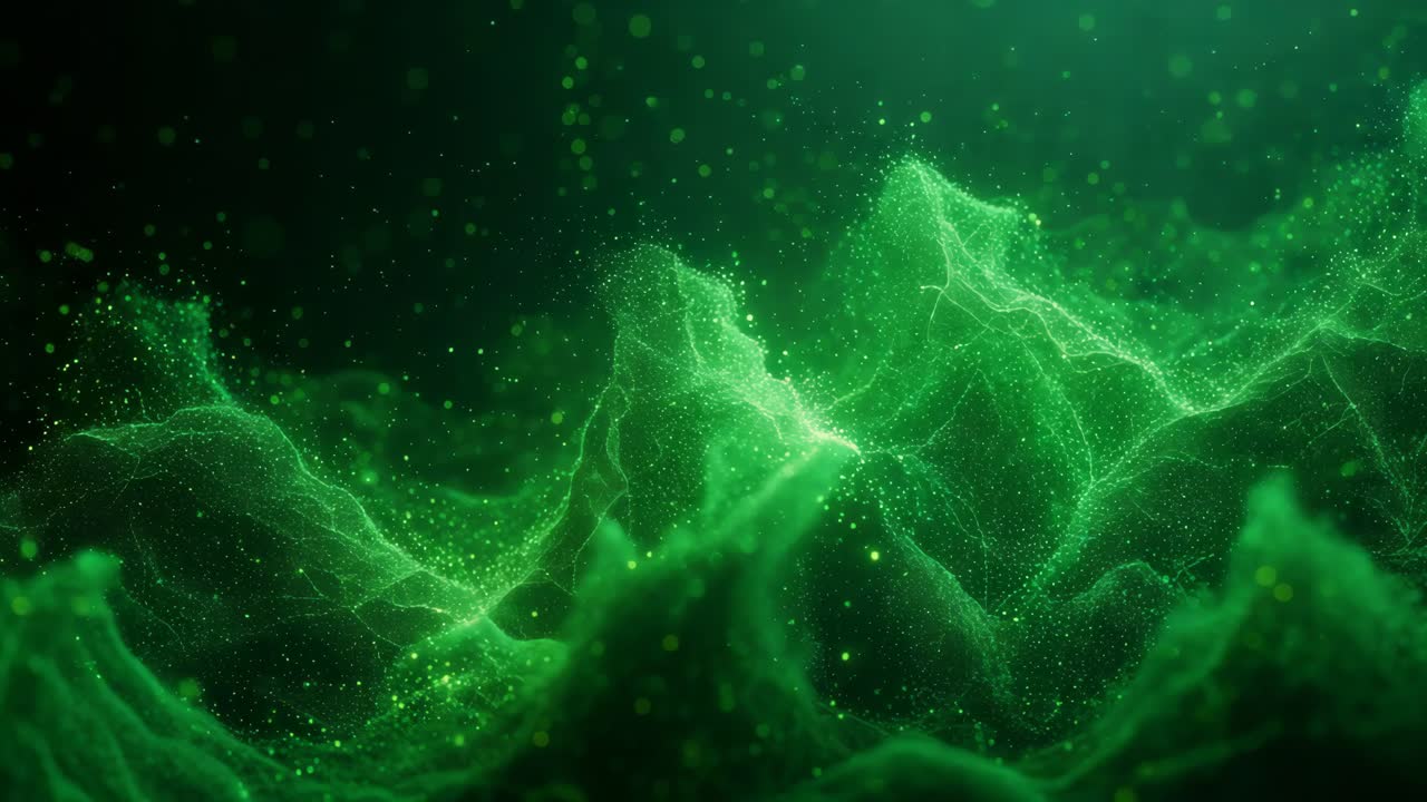 Abstract Green Particles Background