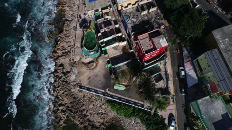 la perla bowl pool at san juan puerto rico drone shot ocean