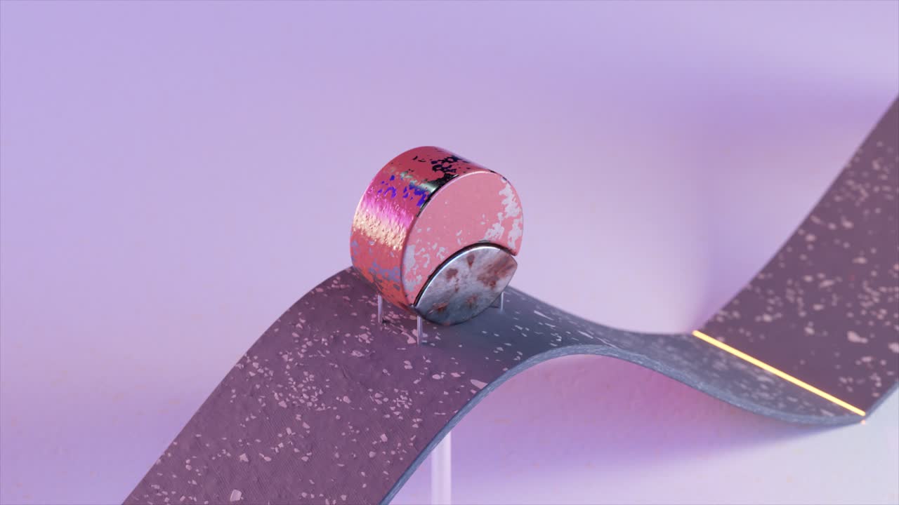 representación 3d abstracta de formas geométricas en una curva