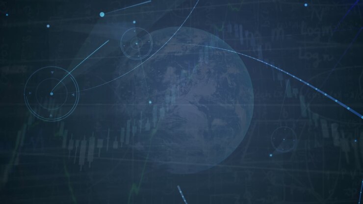 Animation of network of connections over dark background