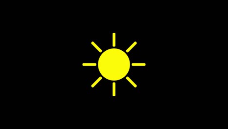 sunshine icon animation with black background. animation with alpha (transparent background) for easy use in your video! format: quiktime. channels: rgb+alpha. video codec: apple prores 4444. depth: millions of colors+. icon design. video animation. brigh