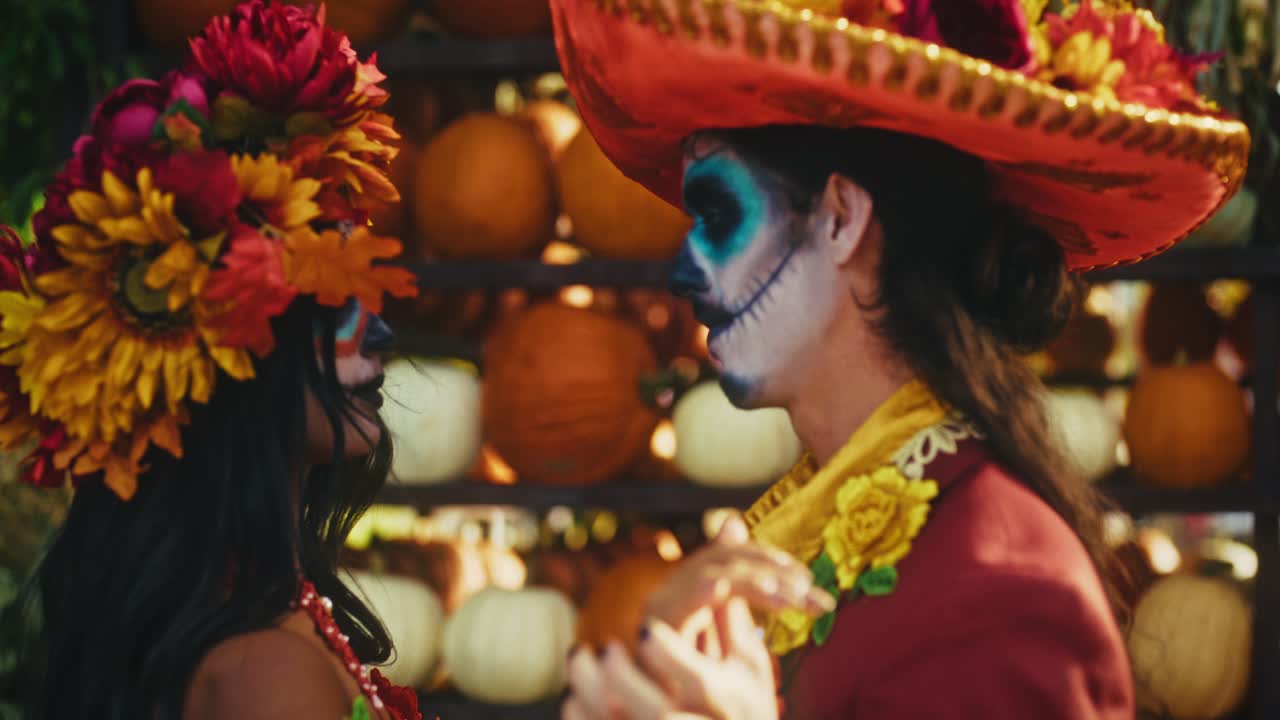Couple in Day of the Dead Costumes