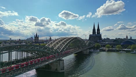 imposing hohenzollern bridge and neighbour hohenzollern bridge. aerial