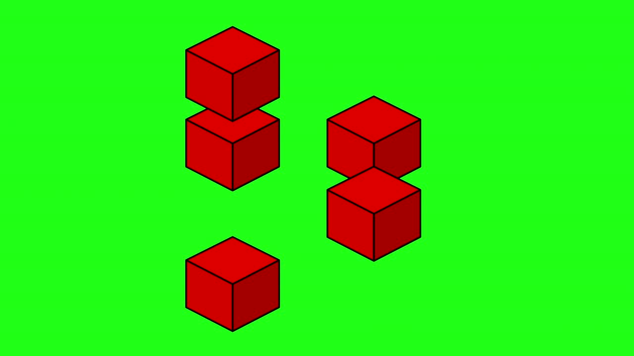 추상적인 빨간색 광학 착각, 녹색 스크린 영상, 4k 3d 애니메이션