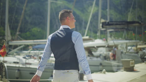 businessman at the marina