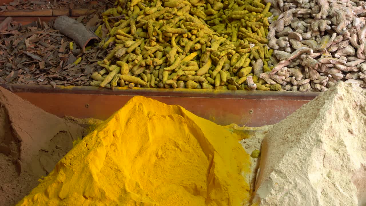 Colorful spices in the Moroccan market, Marrakech