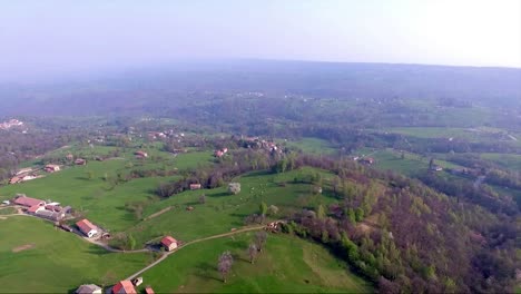 aerial view of a serene rural landscape
