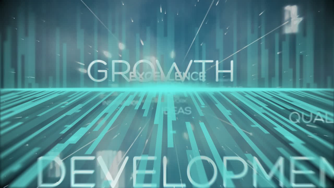 검은 바탕의 파란색 모양 위의 텍스트의 애니메이션