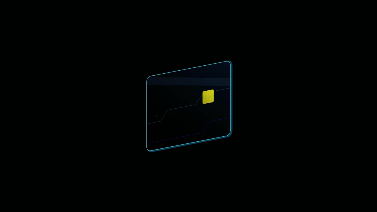Rotating Digital Credit Card with Glowing Circuitry