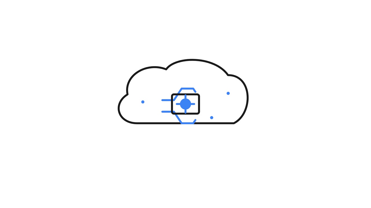 Animated Cloud Icon with Digital Processor Symbol