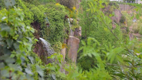 Closeup-view-of-a-waterfall-in-"Jardin-extraordinaire"-in-Nantes,-France