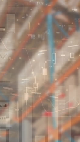 animación del procesamiento de datos financieros en un almacén vacío