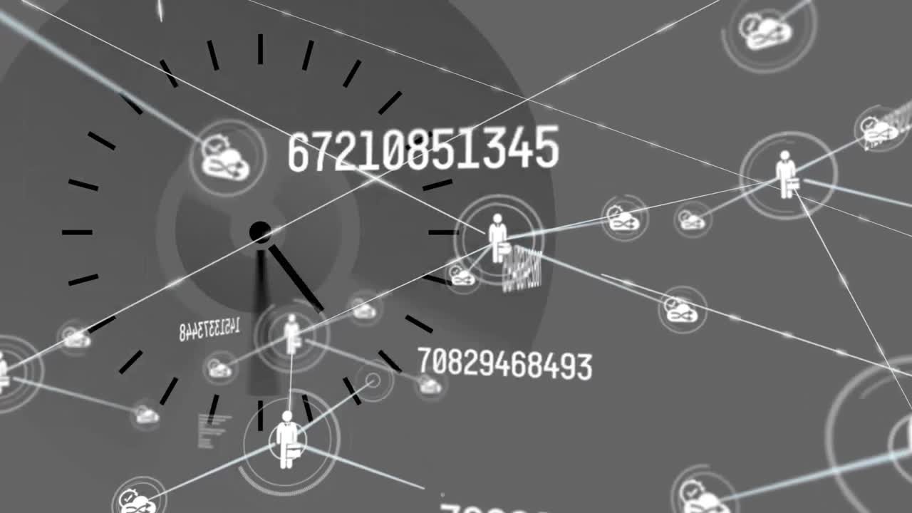 과학 데이터 처리에 대한 연결 웹과 아이콘의 애니메이션