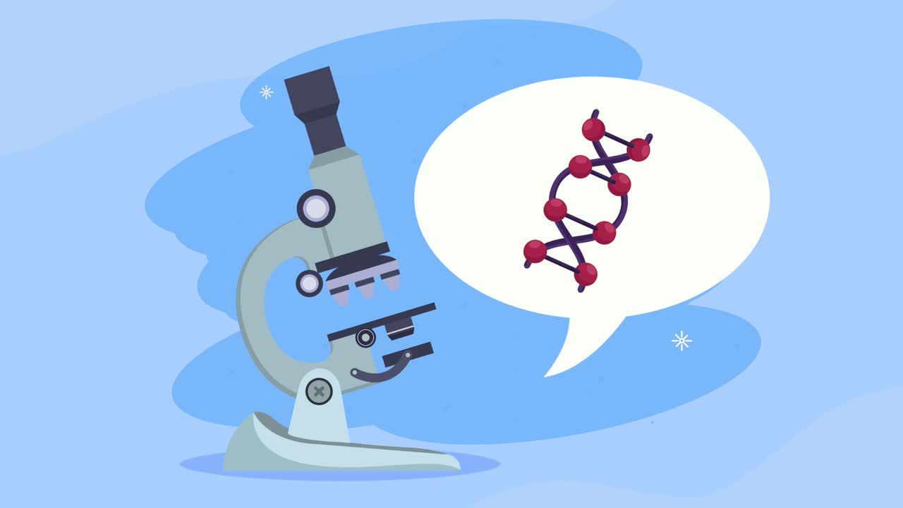 laboratory microscope with dna molecule