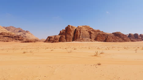 observing rock formations of wadi rum desert, jordan