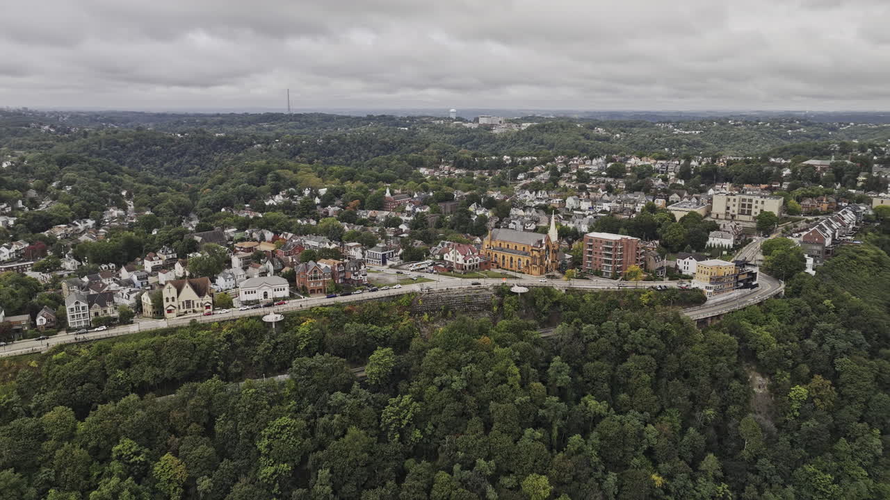 Pittsburgh Pennsylvania Aerial v122 flyover South Shore capturing panoramic views of Mt Washington neighborhood and downtown cityscape across the river - Shot with Mavic 3 Pro Cine - Sept 25th 2023