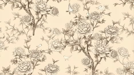 vintage floral pattern with birds