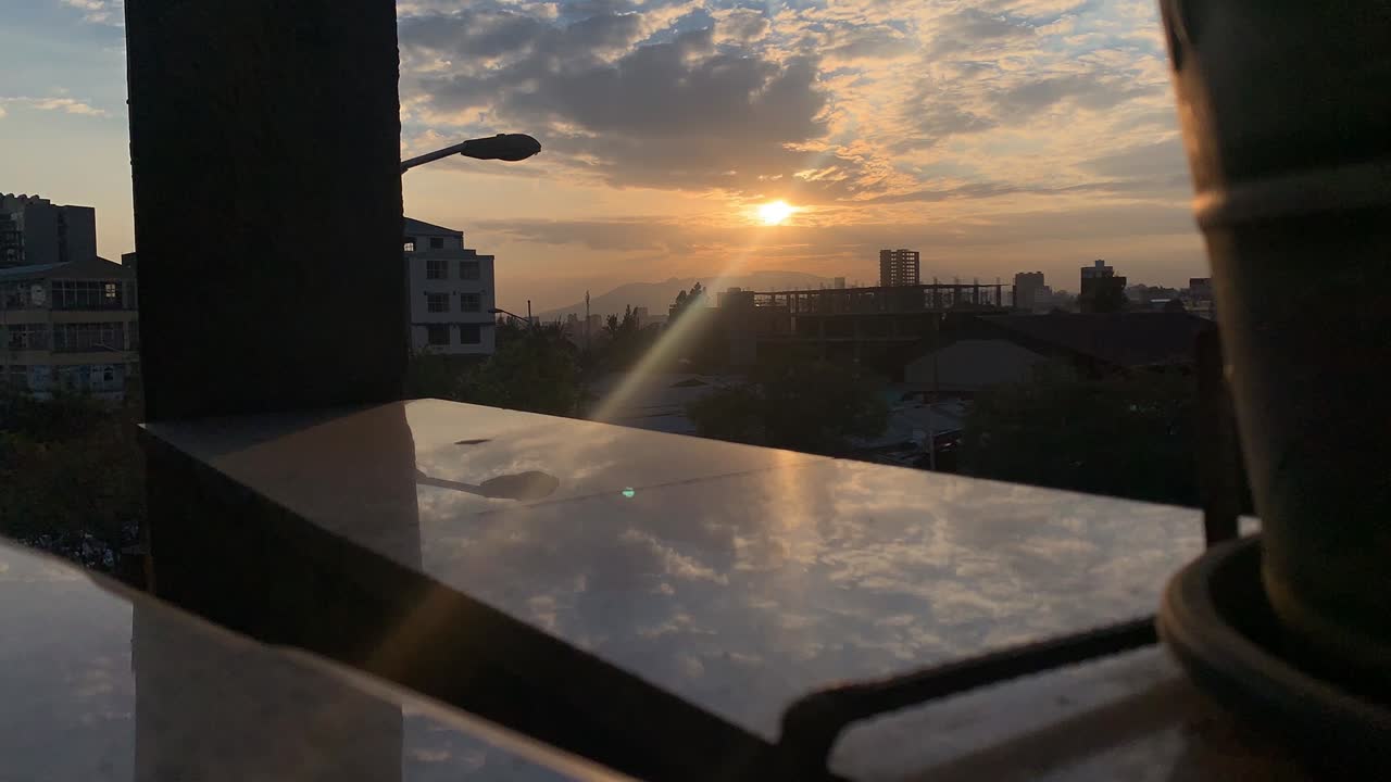 Sunset Time Lapes with reflection tile Addis Ababa.