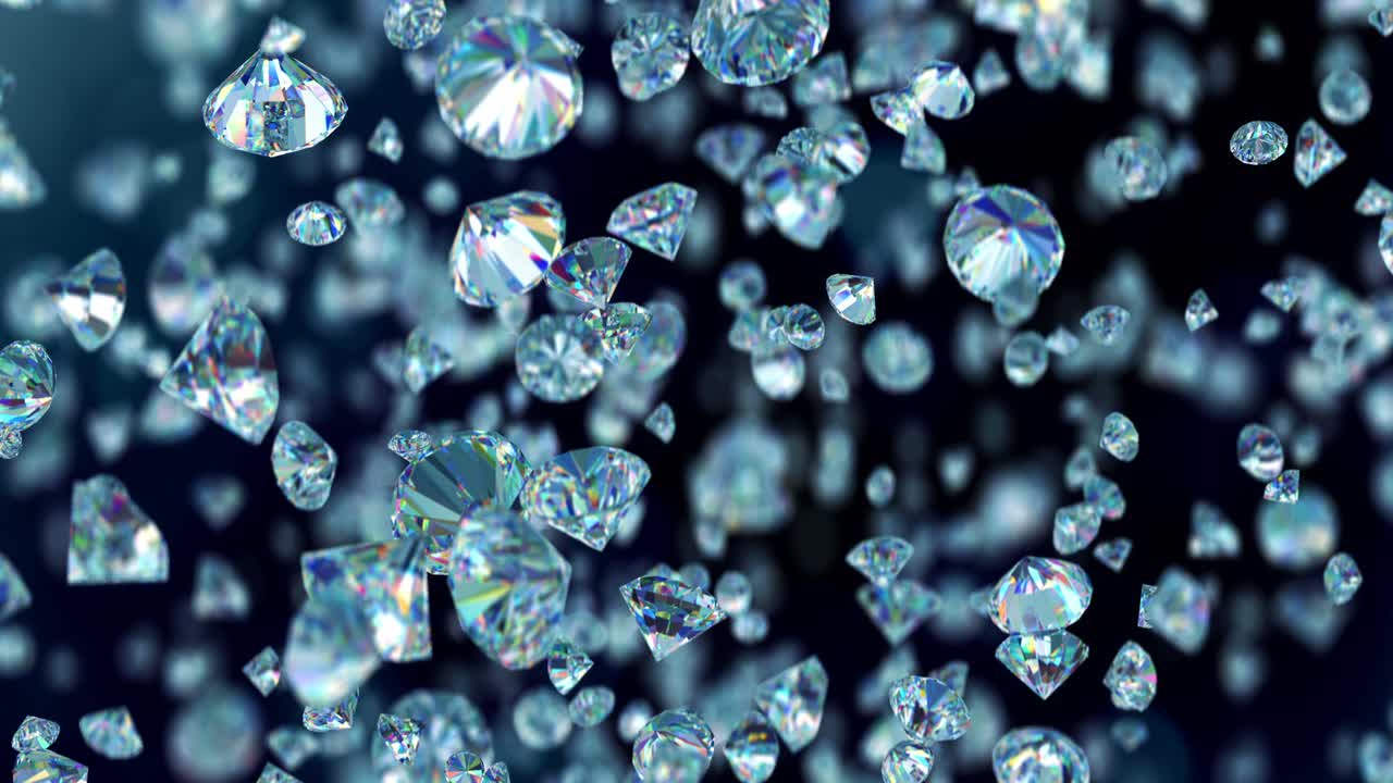 낙하하는 럭셔리 다이아몬드 느린 동작 4k에서 루프 가능한 배경