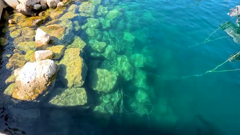 rocky shoreline with clear blue water