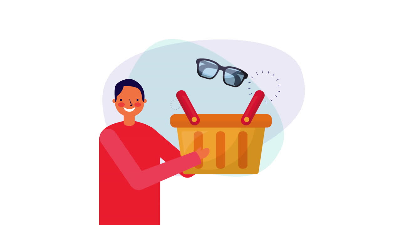 쇼핑 바구니 를 들고 있는 사업가