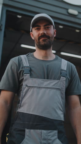 logistic worker carrying a package and working