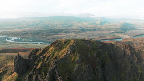 Wide-angle-pan-revealing-group-of-hikers-on