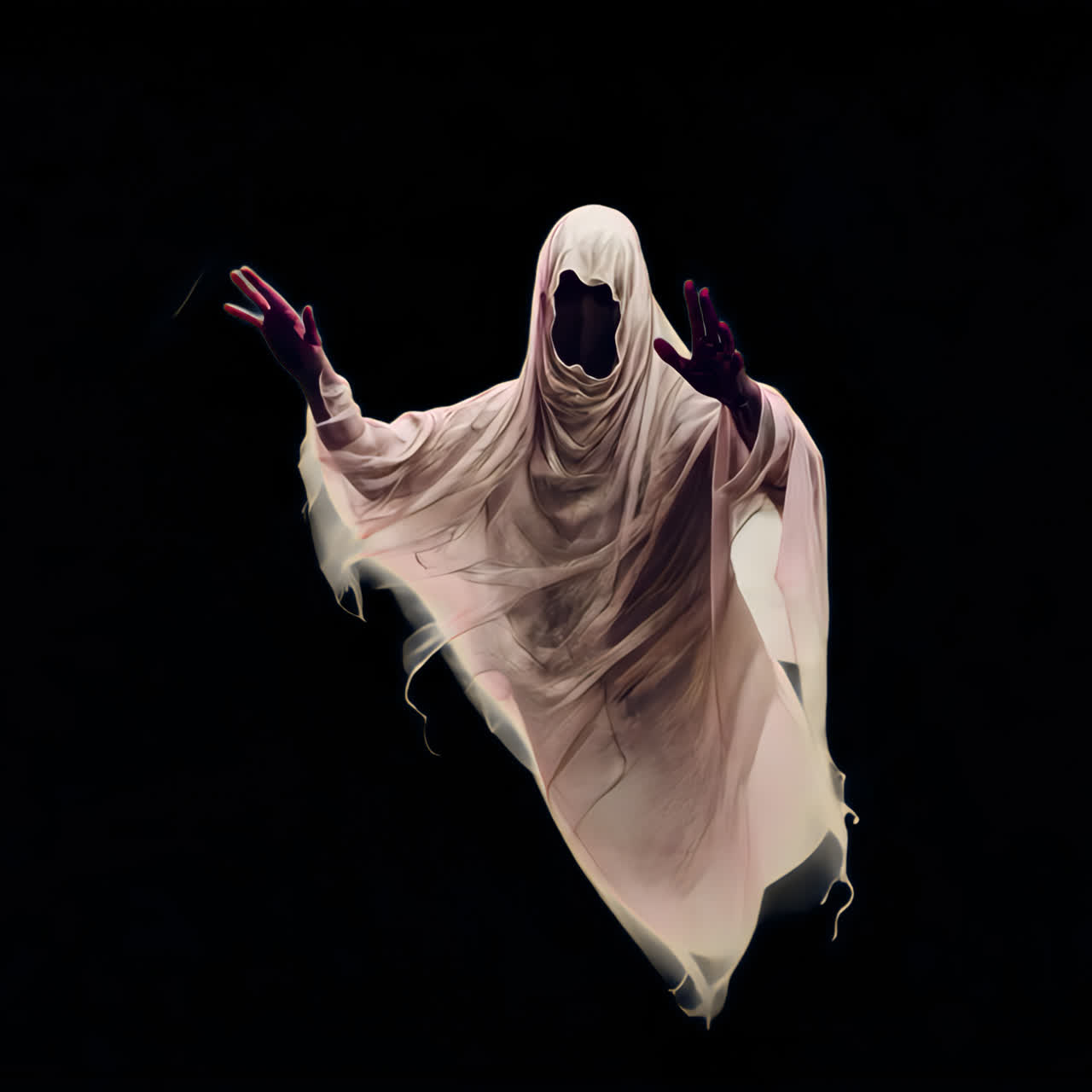 Scary ghost animation isolated asset, transparent 4K video, alpha channel, ProRes 4444