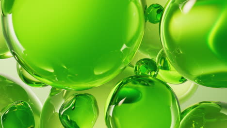 transparent green liquid bubbles background, 3d rendering.