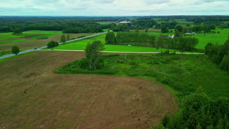 birds eye view over the endless fields and meadows