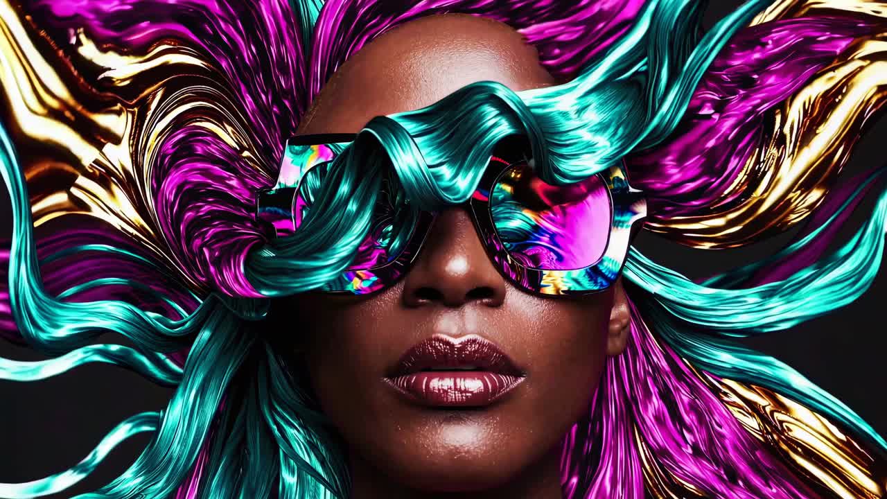 Stylish Woman with Colorful Hair and Sunglasses