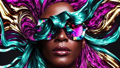 stylish woman with colorful hair and sunglasses